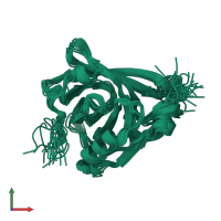 PDB entry 1dv9 coloured by chain, ensemble of 21 models, front view.