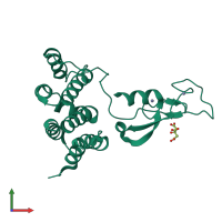 PDB entry 1dvp coloured by chain, front view.