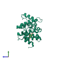 PDB entry 1dvp coloured by chain, side view.