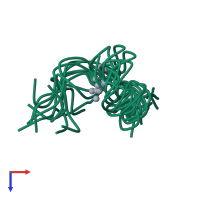 PDB entry 1dvw coloured by chain, ensemble of 10 models, top view.