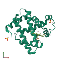 PDB entry 1dws coloured by chain, front view.