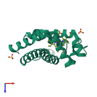 PDB entry 1dws coloured by chain, top view.