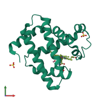 PDB entry 1dwt coloured by chain, front view.