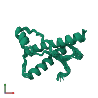 PDB entry 1dwz coloured by chain, ensemble of 20 models, front view.