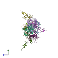 PDB entry 1dx5 coloured by chain, side view.