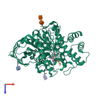 PDB entry 1dx6 coloured by chain, top view.