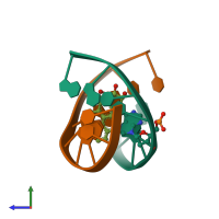 PDB entry 1dxa coloured by chain, side view.