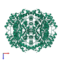 Xylose isomerase in PDB entry 1dxi, assembly 1, top view.