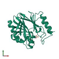PDB entry 1dxk coloured by chain, front view.