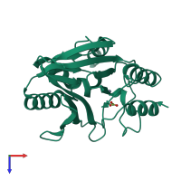 PDB entry 1dxk coloured by chain, top view.