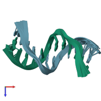 PDB entry 1dxn coloured by chain, ensemble of 10 models, top view.