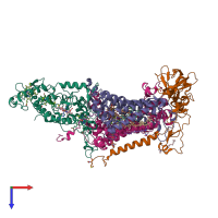 PDB entry 1dxr coloured by chain, top view.