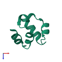 PDB entry 1dxs coloured by chain, top view.