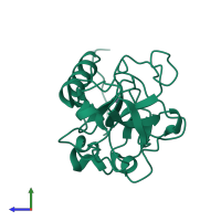 PDB entry 1dy0 coloured by chain, side view.