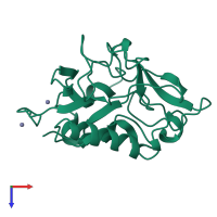 PDB entry 1dy0 coloured by chain, top view.