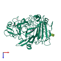 PDB entry 1dy4 coloured by chain, top view.