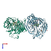 PDB entry 1dy7 coloured by chain, top view.