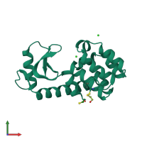 PDB entry 1dya coloured by chain, front view.