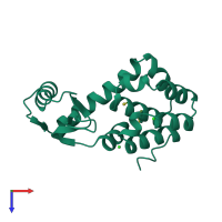PDB entry 1dya coloured by chain, top view.