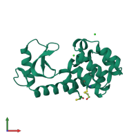PDB entry 1dyb coloured by chain, front view.