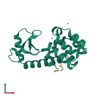 PDB entry 1dyf coloured by chain, front view.