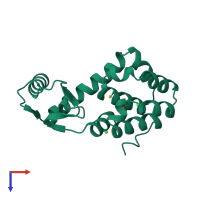 PDB entry 1dyf coloured by chain, top view.
