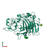 PDB entry 1dym coloured by chain, front view.