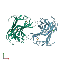 PDB entry 1dyo coloured by chain, front view.