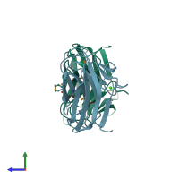 PDB entry 1dyo coloured by chain, side view.