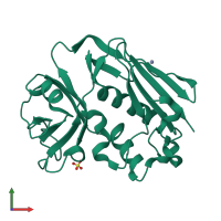 PDB entry 1dyq coloured by chain, front view.