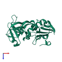 PDB entry 1dyq coloured by chain, top view.