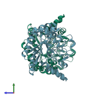 PDB entry 1dys coloured by chain, side view.