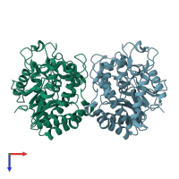 PDB entry 1dys coloured by chain, top view.