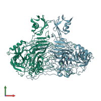 PDB entry 1dyu coloured by chain, front view.