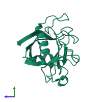 PDB entry 1dyw coloured by chain, side view.