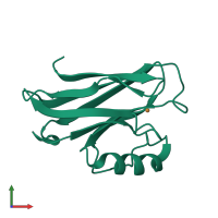 PDB entry 1dyz coloured by chain, front view.