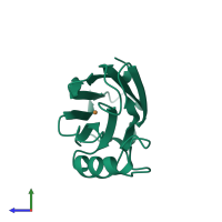 PDB entry 1dyz coloured by chain, side view.