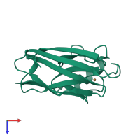 PDB entry 1dyz coloured by chain, top view.