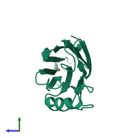 PDB entry 1dz0 coloured by chain, side view.