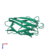 PDB entry 1dz0 coloured by chain, top view.