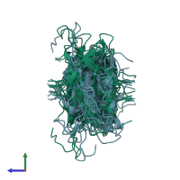 PDB entry 1dz1 coloured by chain, ensemble of 16 models, side view.