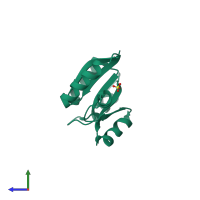PDB entry 1dz3 coloured by chain, side view.