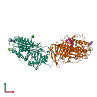PDB entry 1dzh coloured by chain, front view.