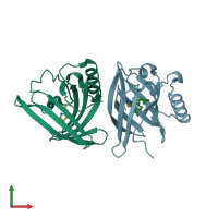 PDB entry 1dzj coloured by chain, front view.