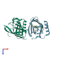 PDB entry 1dzj coloured by chain, top view.