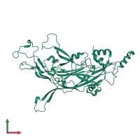 PDB entry 1dzl coloured by chain, front view.