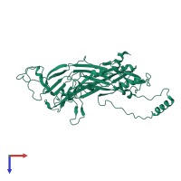 PDB entry 1dzl coloured by chain, top view.