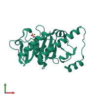 PDB entry 1dzv coloured by chain, front view.