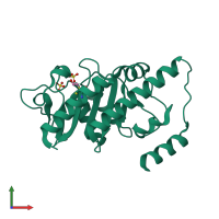 PDB entry 1dzz coloured by chain, front view.