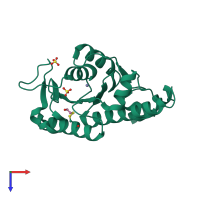 PDB entry 1dzz coloured by chain, top view.
